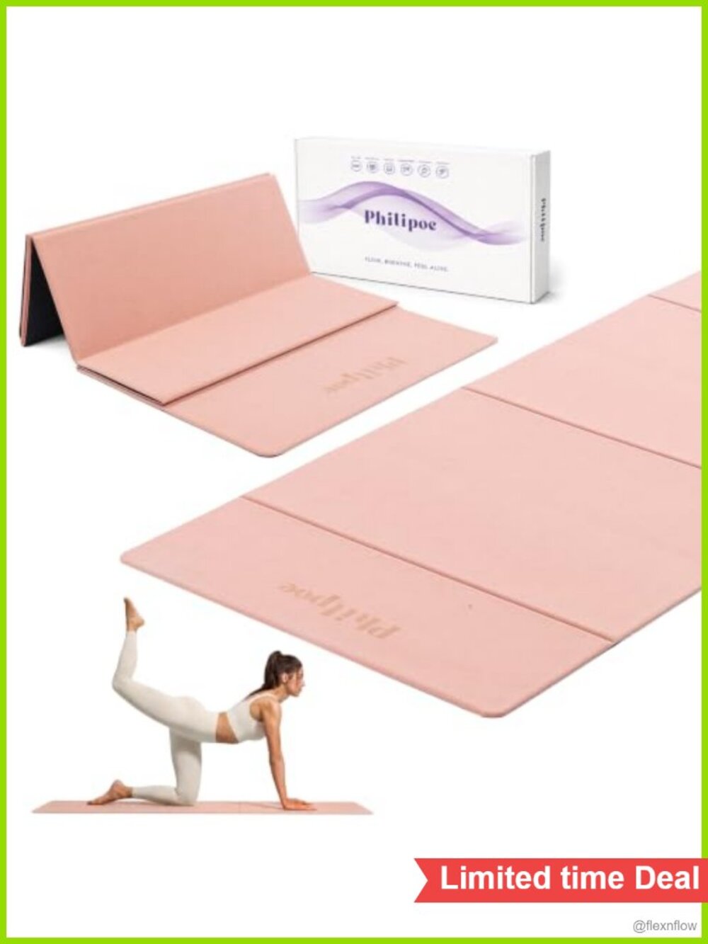 Foldable Non-Slip POE Exercise Mat with Suede Top 6mm Thick Yoga Pilates Fitness